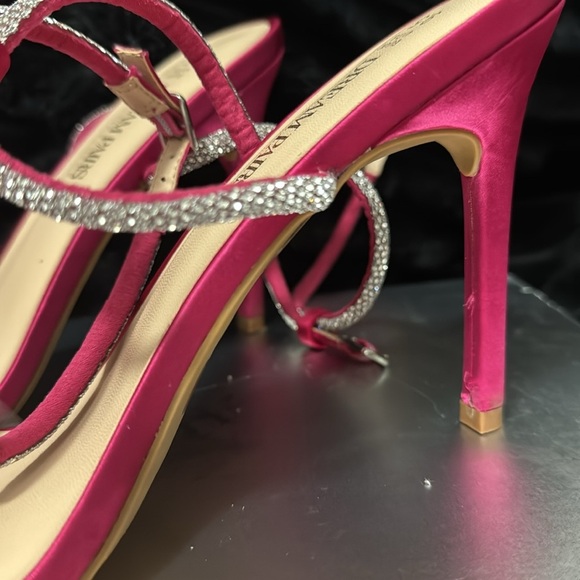Elegant Pink/Fuchsia Stiletto 4.5” (total height) Heels with Rhinestone Accents - Picture 5 of 7